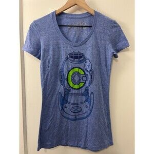 Chive Tees Blue Diver Helmet Graphic T Shirt - Size S